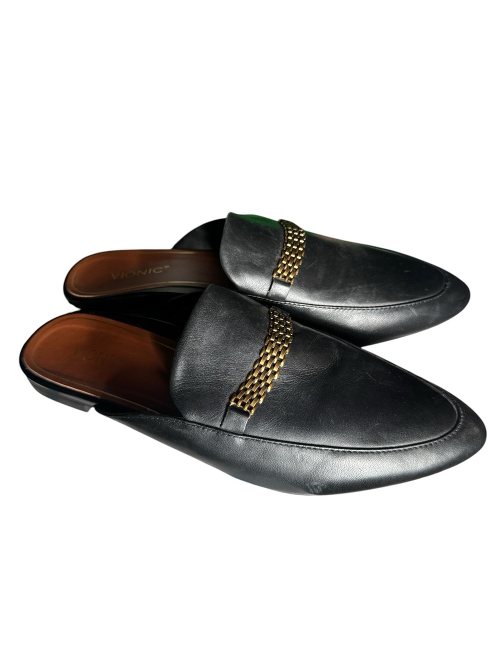 Vionic Starling Mule, Black Leather, Size 8.5